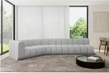 ALTDECOR Karex-L2 Ecksofa L-Form, Boucl&eacute;, hellgrau, 399x194cm