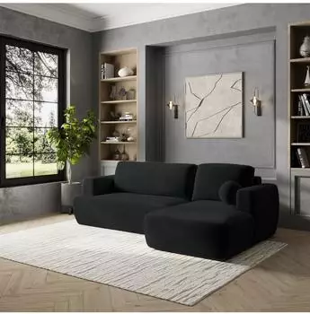 Masseno Senti K R-S Ecksofa L-Form mit Schlaffunktion und Bettkasten, schwarz (SENTI K R-S KRONOS 07)