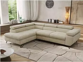 MKS Pablo L Ecksofa Chenille beige, Schlaffunktion, L-Form (800001354565)