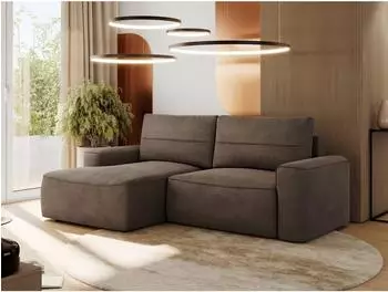 MKS Belluno L Ecksofa Velours braun, L-Form 233x144cm (800000812496)