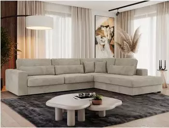 MKS Savona Ecksofa L-Form, hellgrau, Cord, 316x249cm