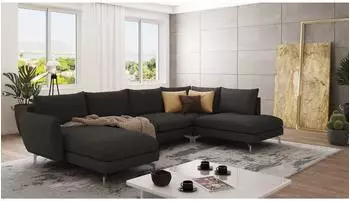 S-Style M&ouml;bel Elou Wohnlandschaft Luxusmikrofaser graphit, U-/L-Form, 336x87x200cm