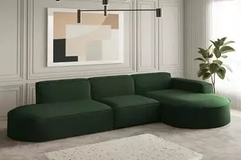Fun M&ouml;bel PALMA Ecksofa Velvet gr&uuml;n, Ottomane rechts