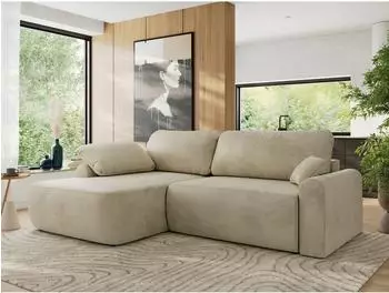MKS Meble Cubo L Eckschlafsofa mit Bettkasten, L-Form, beige, 273x187cm (800001187305)