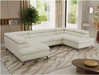 MKS Meble Pablo U Ecksofa U-Form, Schlaffunktion, Chenille creme (800001354232)