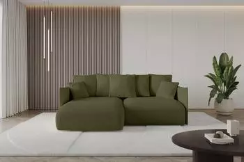 ALTDECOR ONESK-L Ecksofa mit Schlaffunktion, Bouclé, olivgrün, 216x177cm (800001322391)