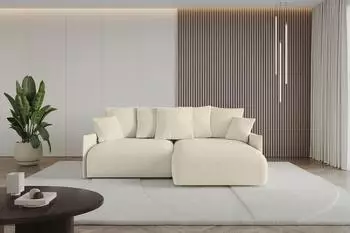 ALTDECOR ONESK-L-v1 Ecksofa mit Schlaffunktion und Bettkasten, Bouclé, beige, 216x177x72cm (800001321511)