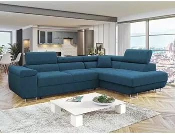 Mirjan24 Torezio Cord Ecksofa mit Schlaffunktion und Bettkasten, einstellbare Kopfst&uuml;tzen, 274x203cm