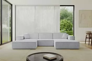 ALTDECOR IREA-U1-v4 Wohnlandschaft U-Form, Textil, grau, 301x165x77cm (800001202073)