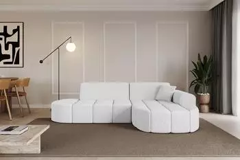 ALTDECOR Livo-L1 Ecksofa L-Form, Boucl&eacute;, wei&szlig;, 252x173cm (800001704158)