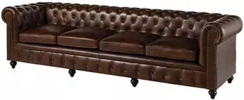 Massivmoebel24 Chesterfield Sofa 4-Sitzer, Echtleder, braun (09-920-890-1004)