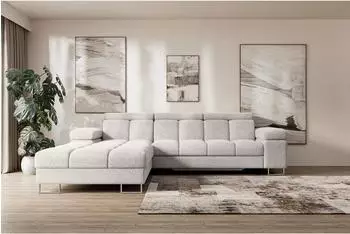 ALTDECOR COMA L Ecksofa mit Schlaffunktion und Bettkasten, hellgrau (800001724013)
