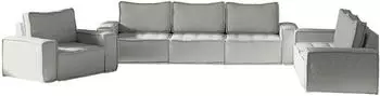 Fun M&ouml;bel SANDE Modulsofa-Set 6-teilig (3-2-1) Stoff Alpine hellgrau