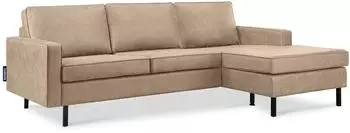 Konsimo Invia Ecksofa mit Ottomane, Echtleder, beige (INVIA)