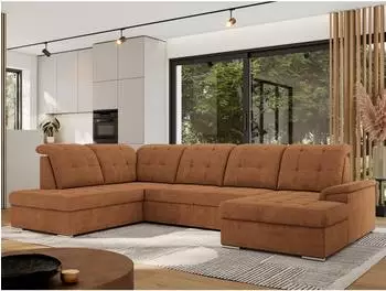 MKS Meble Madrito U Ecksofa U-Form, Schlaffunktion, Bettkasten, orange