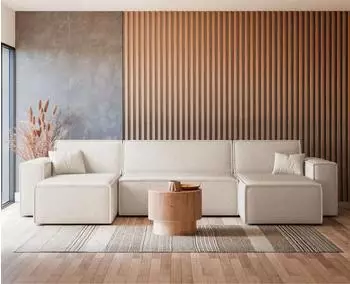 Selsey Scarlo Wohnlandschaft U-Form Boucl&eacute;-Bezug, creme (Scarlo)