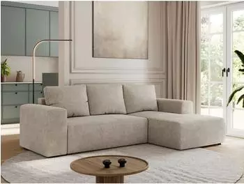 MKS Meble Trentino L Ecksofa mit Schlaffunktion und Bettkasten, L-Form, beige (Trentino L)