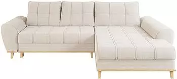 luma-home Ecksofa Scandi-Stil Schlaffunktion Bettkasten Boucl&eacute; Chenille beige (21013)