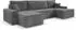 Beautysofa Hektor U Wohnlandschaft mit Schlaffunktion, Cordstoff, dunkelgrau, 377x94x152cm (Poso 60)