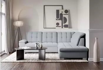 Selsey Jamaal Ecksofa mit Schlaffunktion und Stauraum, hellgrau, rechtsseitig