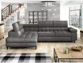 Mirjan24 Nord Ecksofa L-Form mit Schlaffunktion und Bettkasten, Textil, greige (264x203cm)