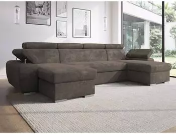 Mirjan24 Plaza U Ecksofa mit Schlaffunktion und Bettkasten, Lumo 40