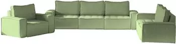 Fun M&ouml;bel Sande Modulsofa-Set 3-2-1, 6-teilig, Stoff Alpine hellgr&uuml;n