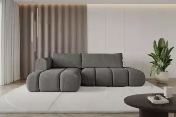 ALTDECOR Cloud-L Ecksofa mit Schlaffunktion und Bettkasten, Velours, dunkelgrau, L-Form (800001146584)