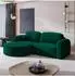 Masseno Amilia M Ecksofa L-Form mit Schlaffunktion, Bettkasten, grüner Velours, 263x174cm