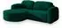 Masseno Amilia M Ecksofa L-Form mit Schlaffunktion, Bettkasten, grüner Velours, 263x174cm