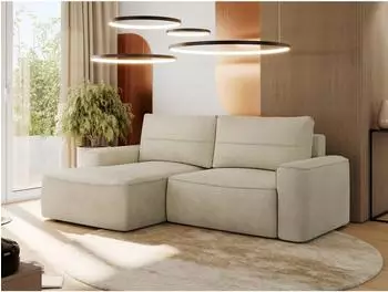 MKS Belluno L Ecksofa Velours beige, L-Form, 233x144cm (800000812526)