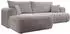 Selsey Ovo Cord Ecksofa mit Schlaffunktion & Bettkasten, Ottomane links, hellgrau