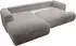 Selsey Ovo Cord Ecksofa mit Schlaffunktion & Bettkasten, Ottomane links, hellgrau