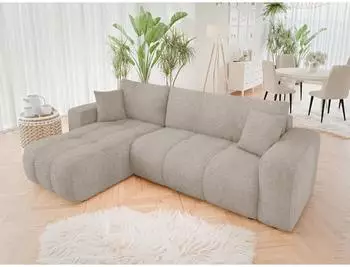 Mirjan24 Furyn Ecksofa Boucl&eacute;, L-Form, Schlaffunktion & Bettkasten (244x145cm)
