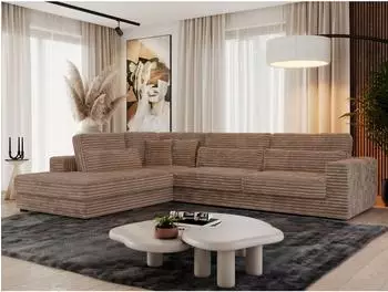 MKS Meble Savona Ecksofa L-Form, breiter Cord, braun, 316x249cm (800000786928)