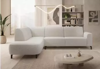 Selsey Lununa Ecksofa Bouclé, Ottomane links, creme (Lununa)