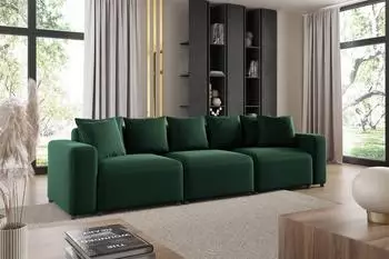 Fun Möbel Megan Big-Sofa 3-Sitzer, Stoff Salvador, dunkelgrün