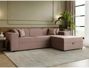 Mirjan24 Santos L Ecksofa Boucl&eacute;, Schlaffunktion, Bettkasten, L-Form