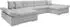Mirjan24 Alia Premium Ecksofa U-Form mit Schlaffunktion, Textil, grau