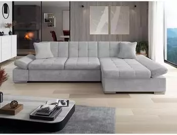 Mirjan24 Montana Ecksofa L-Form, Textil, silber