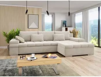 Mirjan24 Bangkok Premium Ecksofa L-Form mit Schlaffunktion und Bettkasten, rechts (Bangkok Premium)