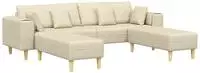 vidaXL Sofa 3 Stk. Creme Stoff