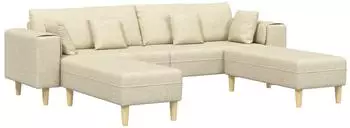 vidaXL Stoffsofa mit Kissen, creme, 208cm