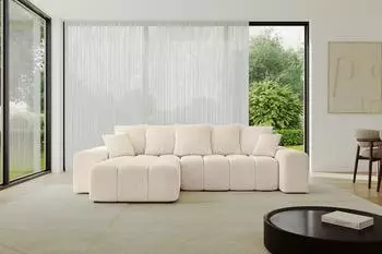 ALTDECOR Ecksofa ENIL-L mit Schlaffunktion und Bettkasten, beige, L-Form, 297x189cm (800001321918)