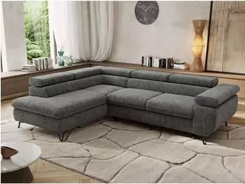 MKS Pablo L Ecksofa Chenille grau, L-Form, Schlaffunktion (800001354407)