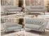 MKS Meble Pirs 3-Sitzer-Sofa Hellgrau Velvet, schwarze Beine, 180cm (Monolith 84)
