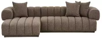 ebuy24 Ingrid Ecksofa linksausgerichtet mit 3 Zierkissen, braun (46-1301358)
