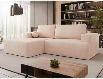 Mirjan24 Mivo Ecksofa L-Form mit Schlaffunktion und Bettkasten, hellrosa