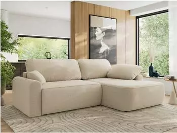 MKS Meble Cubo L Eckschlafsofa mit Bettkasten, L-Form, beige Boucl&eacute; (800001187192)