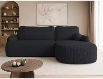 Mirjan24 Loridu Cord Ecksofa mit Schlaffunktion und Bettkasten, L-Form